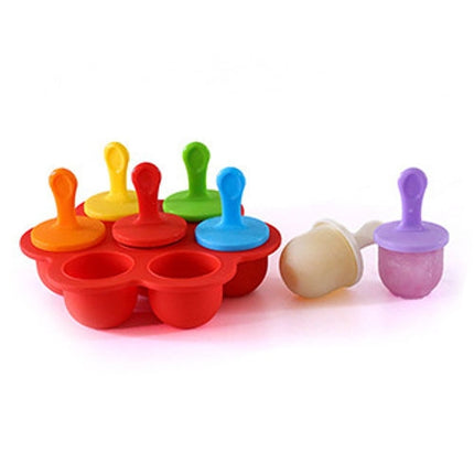 Silicone Mini Ice Pops Mold Ice Cream Ball Lolly Maker Popsicle Molds Baby DIY Food Supplement Tool(Red)-garmade.com