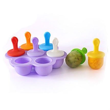 Silicone Mini Ice Pops Mold Ice Cream Ball Lolly Maker Popsicle Molds Baby DIY Food Supplement Tool(Light Purple)-garmade.com