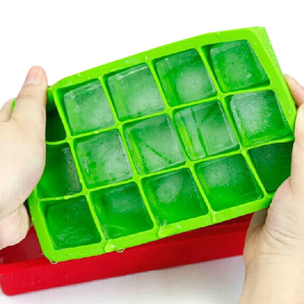 15 Grids DIY Big Ice Cube Mold Square Shape Silicone Ice Tray Fruit Ice Cream Maker(Green)-garmade.com