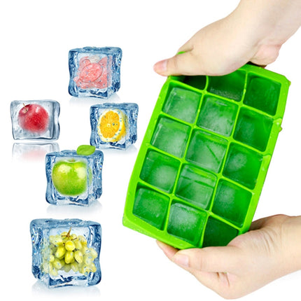 15 Grids DIY Big Ice Cube Mold Square Shape Silicone Ice Tray Fruit Ice Cream Maker(Dark Blue)-garmade.com