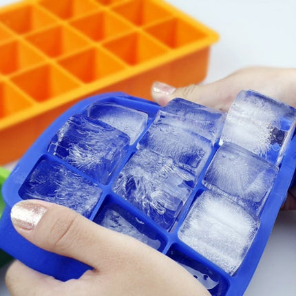 15 Grids DIY Big Ice Cube Mold Square Shape Silicone Ice Tray Fruit Ice Cream Maker(Dark Blue)-garmade.com