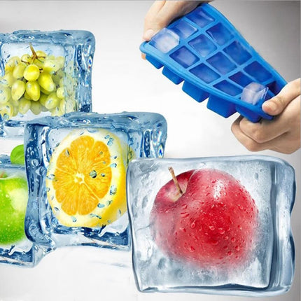 15 Grids DIY Big Ice Cube Mold Square Shape Silicone Ice Tray Fruit Ice Cream Maker(Dark Blue)-garmade.com