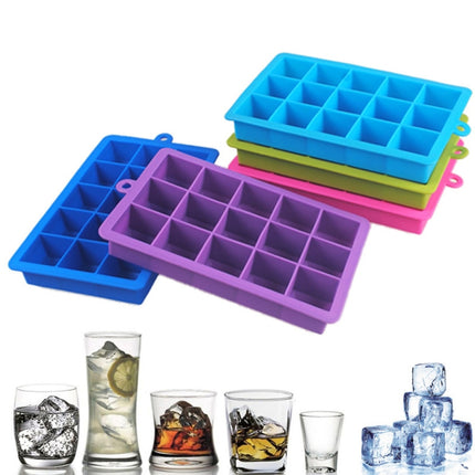 15 Grids DIY Big Ice Cube Mold Square Shape Silicone Ice Tray Fruit Ice Cream Maker(Rose Red)-garmade.com