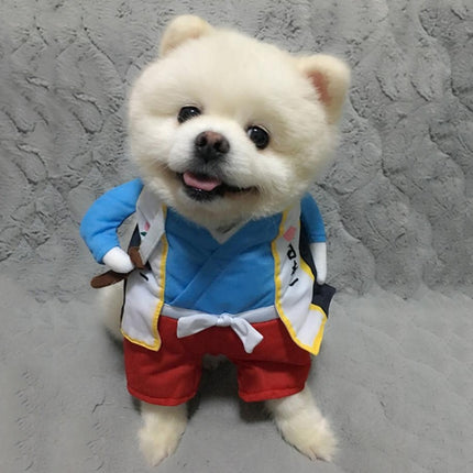 Funny Cat Dog Costume Uniform Suit Cat Clothes Costume Puppy Clothes Dressing Up Suit Party Clothing for Cat Cosplay Clothes, Size:M(Samurai Knife)-garmade.com