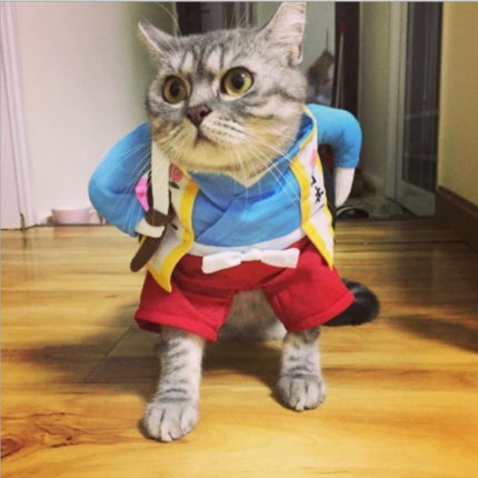 Funny Cat Dog Costume Uniform Suit Cat Clothes Costume Puppy Clothes Dressing Up Suit Party Clothing for Cat Cosplay Clothes, Size:XL(Samurai Knife)-garmade.com