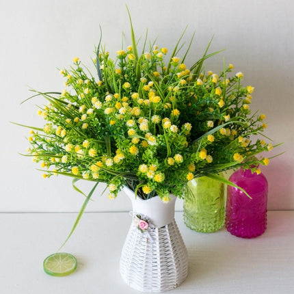 5 Branches Simulation Plastic Starry Rose Simulation Bouquet Home Decoration Flower(Yellow)-garmade.com