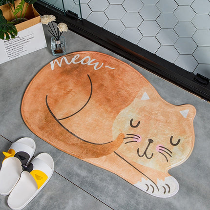 Cartoon Sleeping Cat Bath Mat Bathroom Carpets Toilet Anti-slip Floor Mat, Size:40X60CM(Orange)-garmade.com