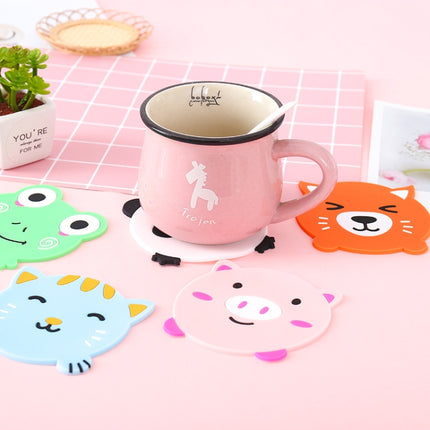 4 PCS Cartoon Coffee Silicone Cup Mat Placemat Drink Coaster Kitchen Table Pad(Black)-garmade.com