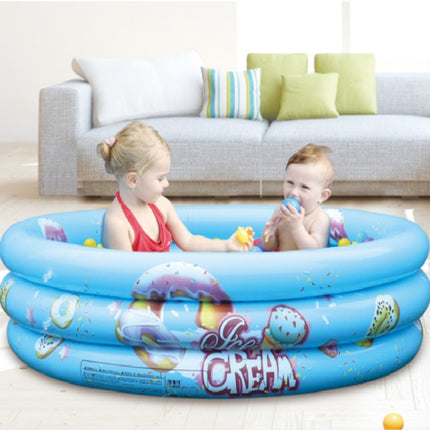 Household Indoor and Outdoor Children Round Three Rings Inflatable Swimming Pool Ball Pool, Size:90 x 30cm(Blue Donut)-garmade.com