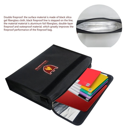 Office Fiberglass Cloth Filing Portable Fire Resistant Waterproof Safe Bag Folder(Black)-garmade.com