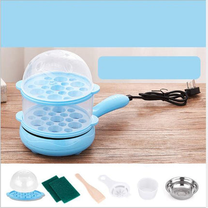 Multifunction Mini Non-Stick Frying Pan Boiler Steamer Cooker Poached Eggpot(Blue double storey package)-garmade.com