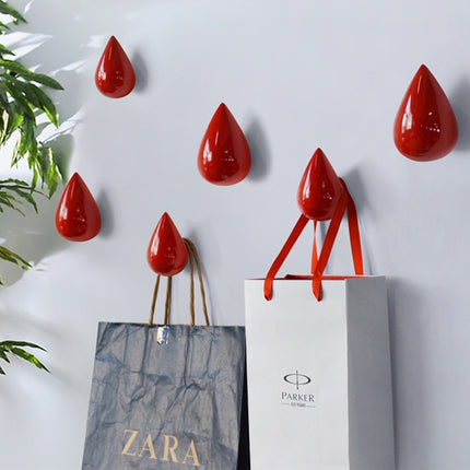 Creative Water Droplets Wall Hooks Home Decoration Resin Mural 3D Coat Hook Single Hooks Wall Hanger, Size:Big Size(Red)-garmade.com