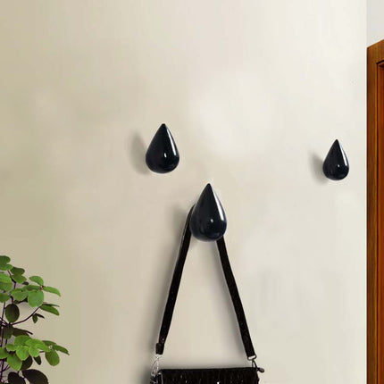 Creative Water Droplets Wall Hooks Home Decoration Resin Mural 3D Coat Hook Single Hooks Wall Hanger, Size:Big Size(Black)-garmade.com