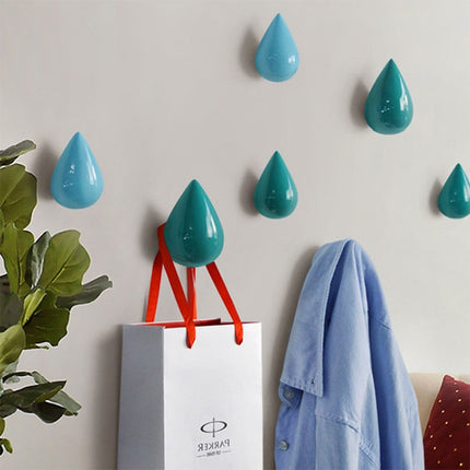 Creative Water Droplets Wall Hooks Home Decoration Resin Mural 3D Coat Hook Single Hooks Wall Hanger, Size:Big Size(Green)-garmade.com