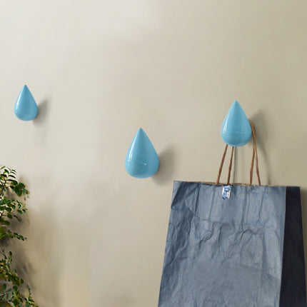 Creative Water Droplets Wall Hooks Home Decoration Resin Mural 3D Coat Hook Single Hooks Wall Hanger, Size:Small Size(Blue)-garmade.com