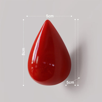 Creative Water Droplets Wall Hooks Home Decoration Resin Mural 3D Coat Hook Single Hooks Wall Hanger, Size:Small Size(Red)-garmade.com