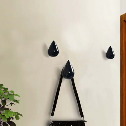 Creative Water Droplets Wall Hooks Home Decoration Resin Mural 3D Coat Hook Single Hooks Wall Hanger, Size:Small Size(Black)-garmade.com