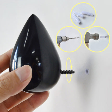 Creative Water Droplets Wall Hooks Home Decoration Resin Mural 3D Coat Hook Single Hooks Wall Hanger, Size:Small Size(Black)-garmade.com