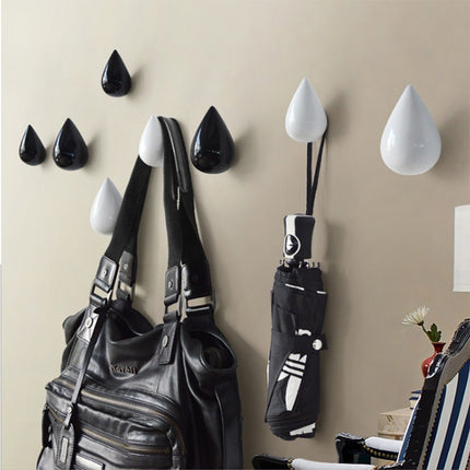 Creative Water Droplets Wall Hooks Home Decoration Resin Mural 3D Coat Hook Single Hooks Wall Hanger, Size:Small Size(Black)-garmade.com