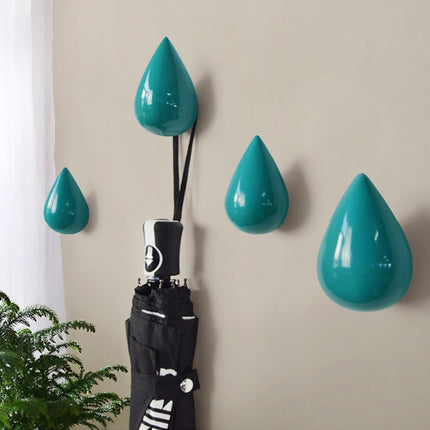 Creative Water Droplets Wall Hooks Home Decoration Resin Mural 3D Coat Hook Single Hooks Wall Hanger, Size:Small Size(Green)-garmade.com