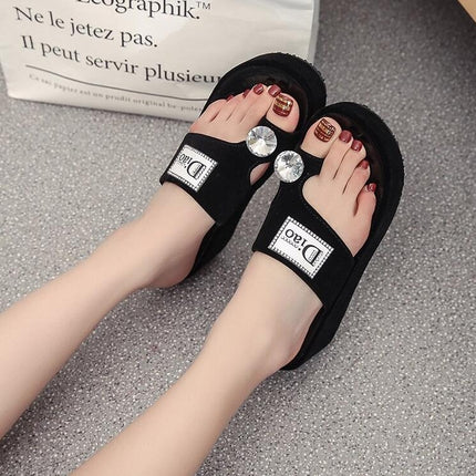 Rhinestone Summer Woman Shoes casual Sandals, Shoe Size:35(Black)-garmade.com