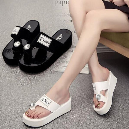 Rhinestone Summer Woman Shoes casual Sandals, Shoe Size:35(Black)-garmade.com