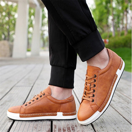 Baroque Shoes Casual PU Leather Sports Shoes for Men, Size:41(Yellow)-garmade.com