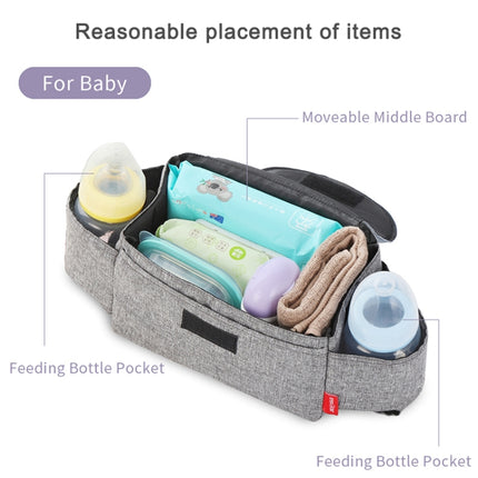 Baby Stroller Bags Large Capacity Mummy Nappy Bag Multifunction Travel Diaper Bag Maternity Nursing Hanging Storage Bag(Gray)-garmade.com