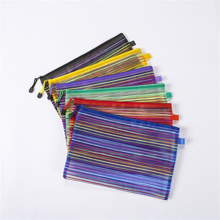 12 PCS Multicolor Plastic A5 Document Zip Up Mesh File Storage Bag, Size: 22x18cm-garmade.com