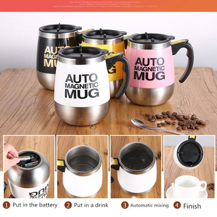 2 PCS Automatic Mixing Cup Coffee Cup Portable Household Mixer(Black)-garmade.com