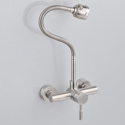 Stainless Steel Material Wall Mounted Kitchen Sink Mixer Faucet Free Rotation Hose Water Tap-garmade.com