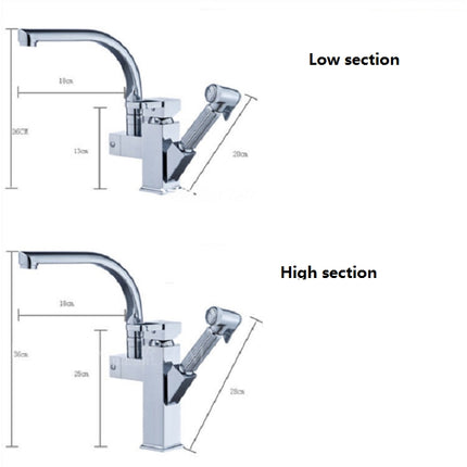 Kitchen Faucet Mixer Tap Single Handle Two Swivel Spouts Hot Cold Water Tap Pull Out Flushing Spray Tap-garmade.com