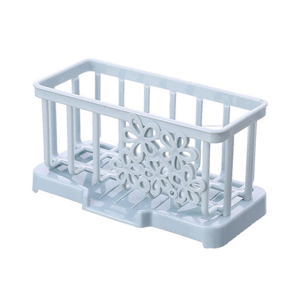 Simple Plastic Drain Rack Kitchen Supplies Sponge Storage Rack Storage Rack(Light Blue)-garmade.com