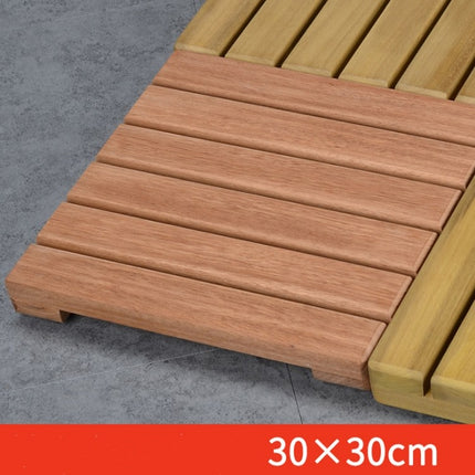 Golden Pear Wood Solid Wood Non-slip Floor Mat Shower Room Mat No Paint Anti-corrosion Wood Floor, Size:30X30CM-garmade.com