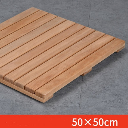 Golden Pear Wood Solid Wood Non-slip Floor Mat Shower Room Mat No Paint Anti-corrosion Wood Floor, Size:50X50CM-garmade.com
