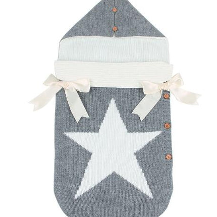 Newborns Five Star Knitted Sleeping Bags Winter, Color: Gray-garmade.com