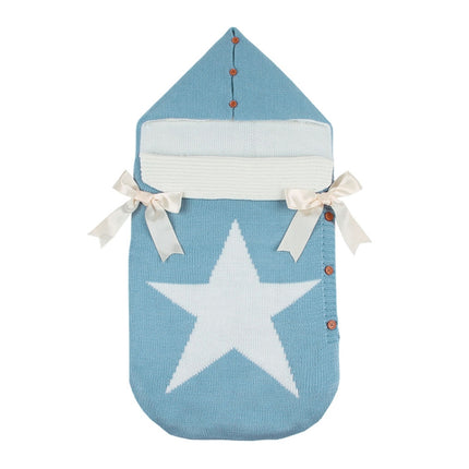Newborns Five Star Knitted Sleeping Bags Winter, Color: Light Blue-garmade.com