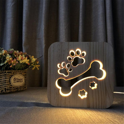 Creative Shape Wooden Night Lamp Bedroom Decoration Warm Light LED(Bones)-garmade.com