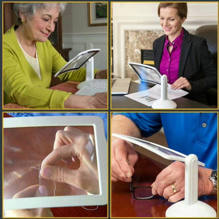 Reading Brighter Viewer LED Large Screen 3X Magnifier with White Light 360 Degree Rotation Hands-Free Desktop Magnifier-garmade.com