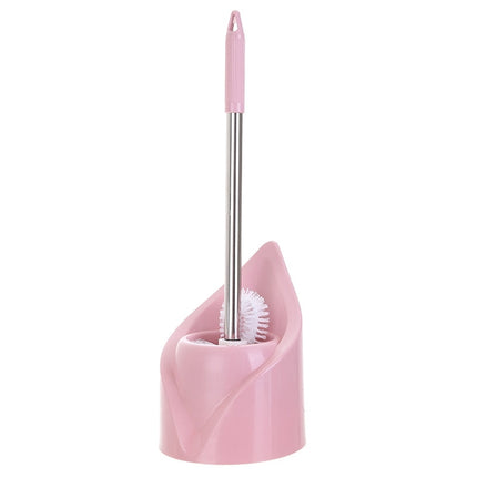 Triangle Shape Base Stainless Steel Long Handle Toilet Brush Toilet Cleaning Brush(Pink)-garmade.com