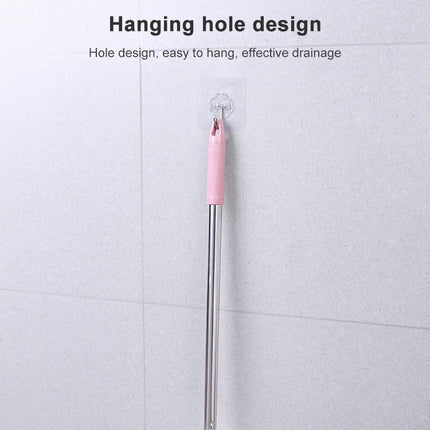 Triangle Shape Base Stainless Steel Long Handle Toilet Brush Toilet Cleaning Brush(Pink)-garmade.com