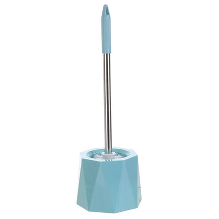 Diamond Shape Base Stainless Steel Long Handle Toilet Brush Toilet Cleaning Brush(Blue)-garmade.com