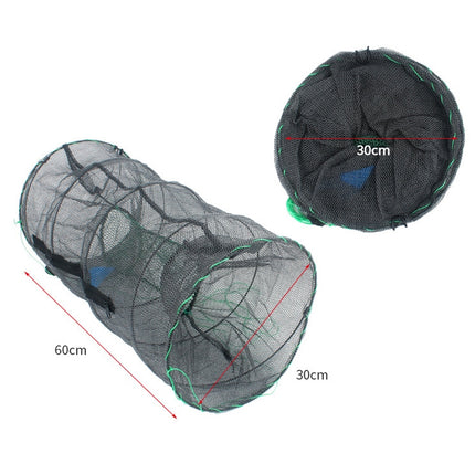 Spring Cage Fishing Net Automatic Folding Shrimp Cage Round Spring Fish Net(Special Mesh Large)-garmade.com