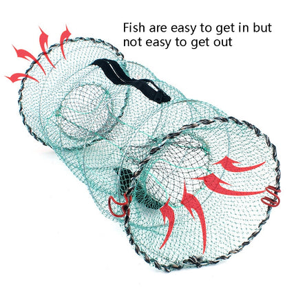 Spring Cage Fishing Net Automatic Folding Shrimp Cage Round Spring Fish Net(Special Mesh Large)-garmade.com