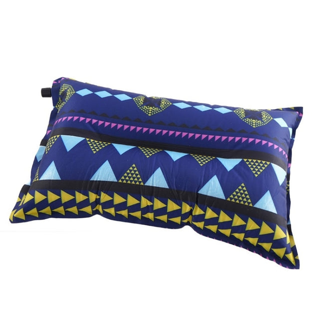 Portable Ethnic Style Automatic Inflatable Pillows Outdoor Camping Tent Camping Equipment Car Travel Pillows(Navy Blue Stripes)-garmade.com