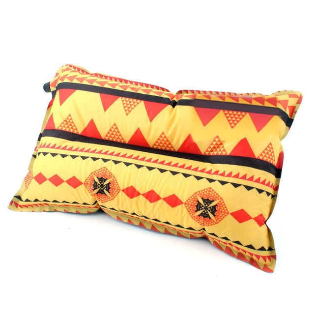 Portable Ethnic Style Automatic Inflatable Pillows Outdoor Camping Tent Camping Equipment Car Travel Pillows(Orange Stripes)-garmade.com