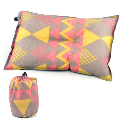 Portable Ethnic Style Automatic Inflatable Pillows Outdoor Camping Tent Camping Equipment Car Travel Pillows(Red Yellow Printing)-garmade.com
