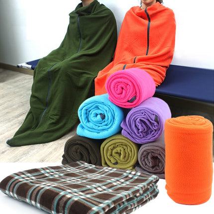 Outdoor Fleece Sleeping Bag Camping Trip Air Conditioner Dirty Sleeping Bag Separated By Knee Blanket During Lunch Break Extra Thick Section (Plaid Cloth)-garmade.com