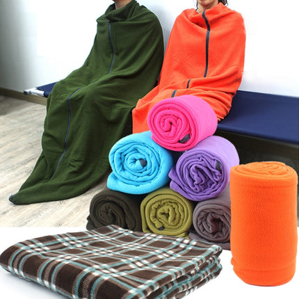 Outdoor Fleece Sleeping Bag Camping Trip Air Conditioner Dirty Sleeping Bag Separated By Knee Blanket During Lunch Break Thickened (Grass Green)-garmade.com