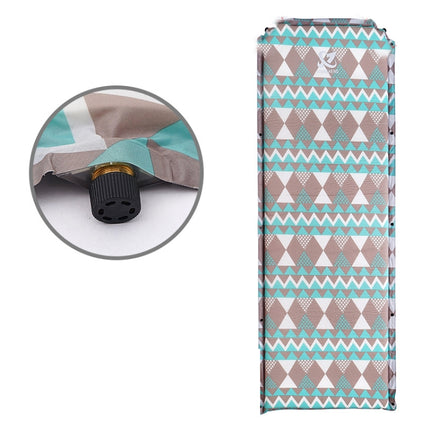 Double Air Hole Automatic Inflatable Pad Outdoor Camping Tent Pad Moisture-Proof Stitched Lunch Break Sleeping Pad(Gray Blue Printing)-garmade.com